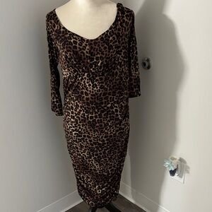 Torrid Brown Leopard Long Sleeve Dress